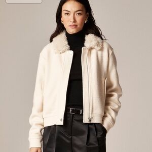 J. Crew Wool-Blend flight jacket with faux fur collar